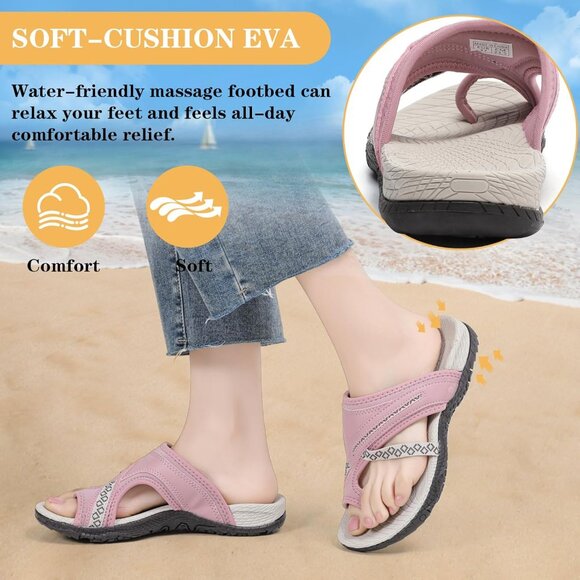 🆕 Women Pink Flip Flops Ladies Arch Support Thong Sandals Bunion Walking Beach - Picture 4 of 7